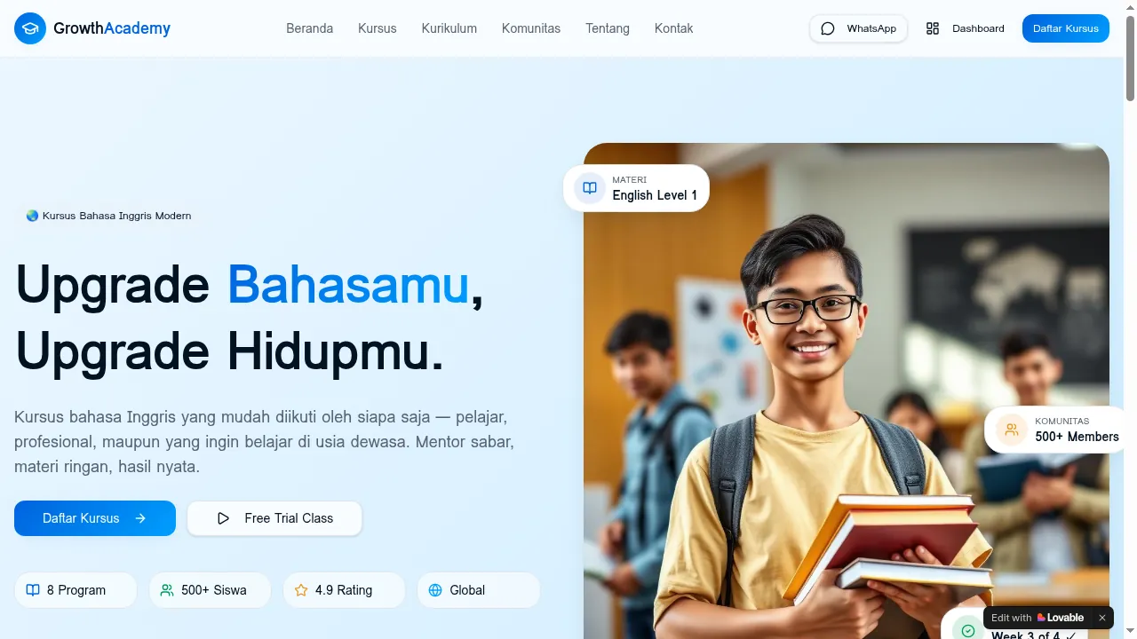 Growth Academy — website mockup concept designed and built by HEXADECA Solutions
